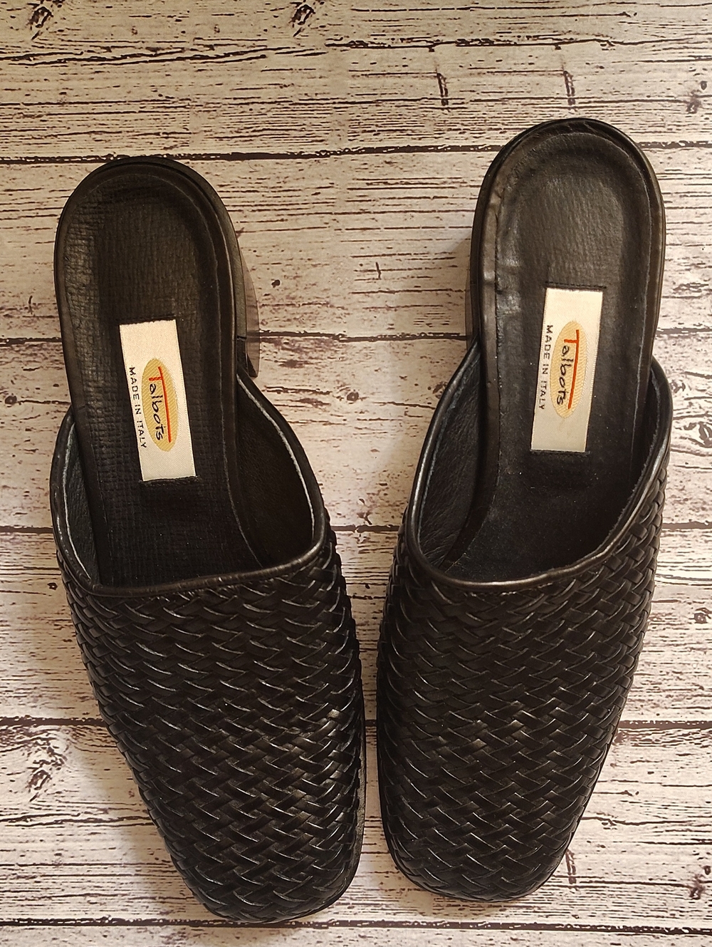 Talbots Black Leather Slip-On Mule